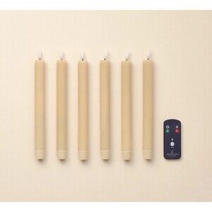 6pk Ribbed Flameless LED Taper Candles Honey - Hearth & Hand with Magnolia NEW